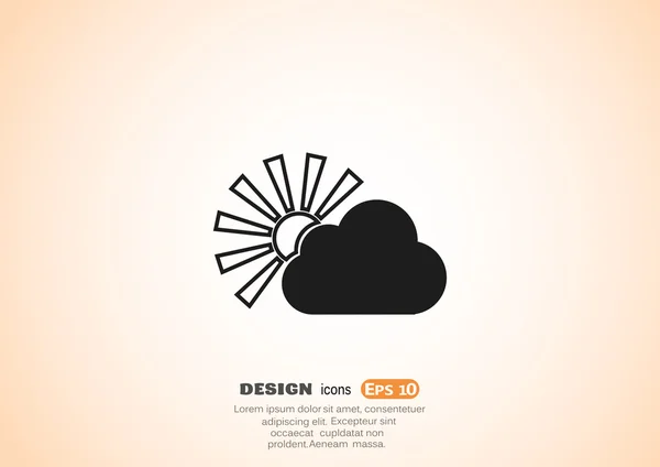 Sol detrás de nube icono web — Vector de stock