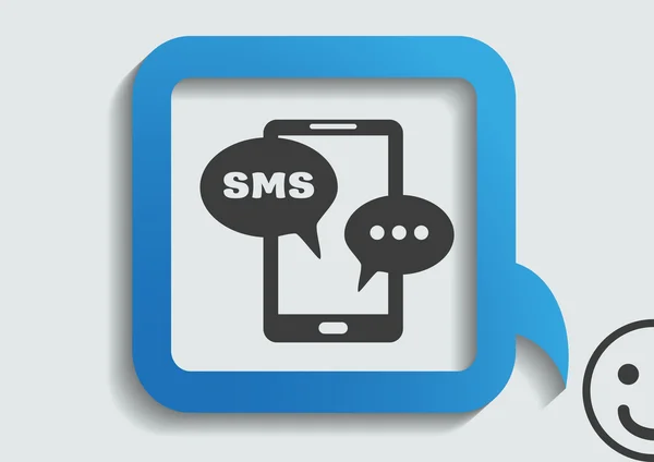 Sms en el icono web del teléfono móvil — Vector de stock