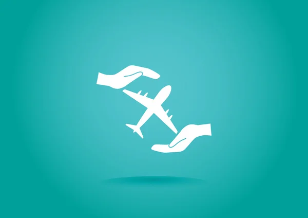 Aviones en las manos icono — Vector de stock