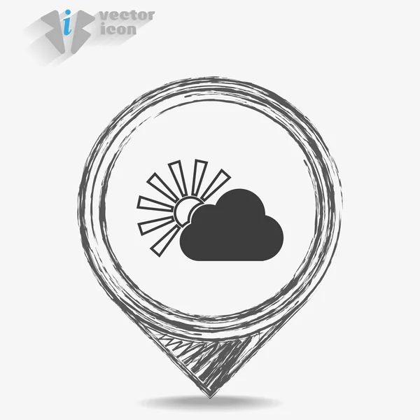 Sun behind the cloud web icon — Stock Vector