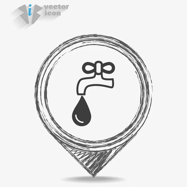 Faucet with a drop, web icon. — Stock Vector