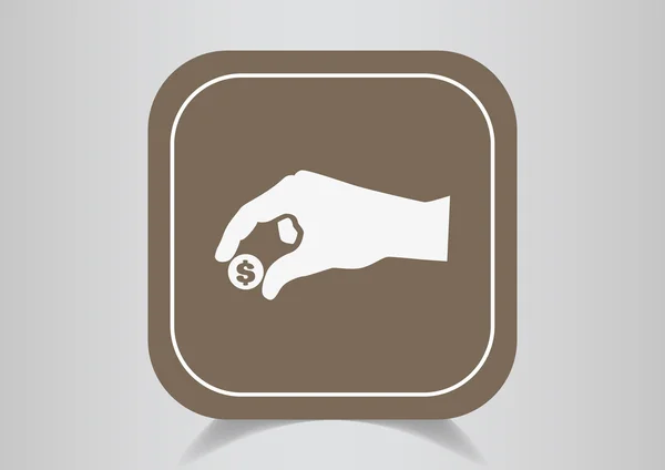 Coins in hand web icon. — Stock Vector