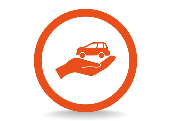 Auto in pictogram van een hand — Stockvector