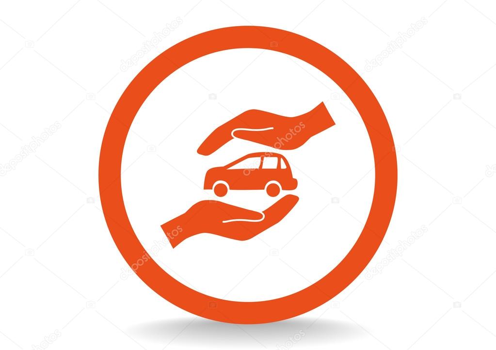 Car in hands icon