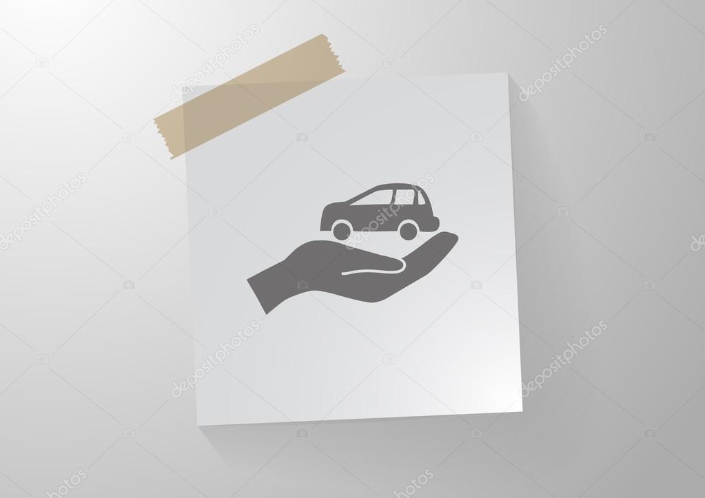 Car in hand icon