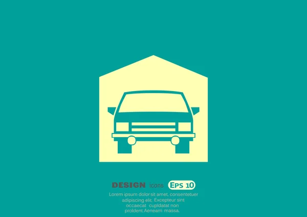 Garaged car, web icon. — Stock Vector
