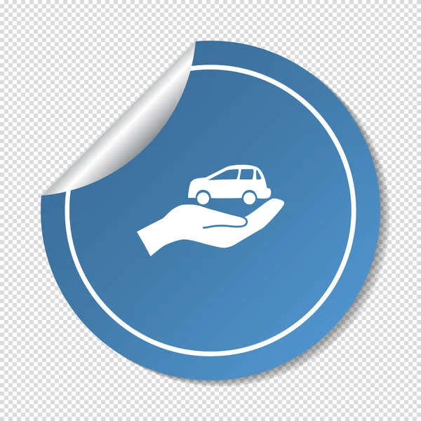 Auto in pictogram van een hand — Stockvector