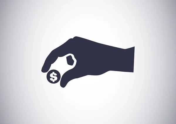 Monedas en la mano, icono web . — Vector de stock