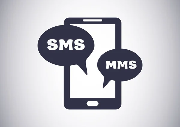 Sms en el icono web del teléfono móvil — Vector de stock