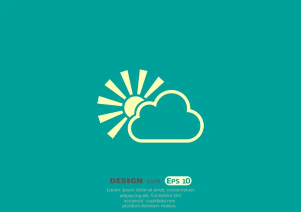 Sol detrás del icono web de la nube — Vector de stock