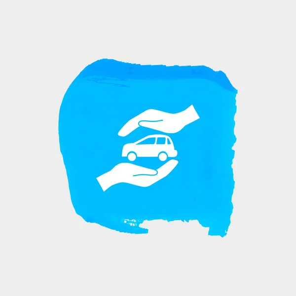 Coche en las manos icono — Vector de stock