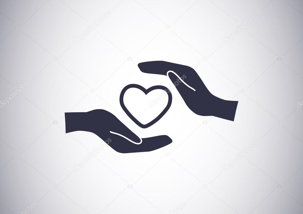 Heart in hands icon