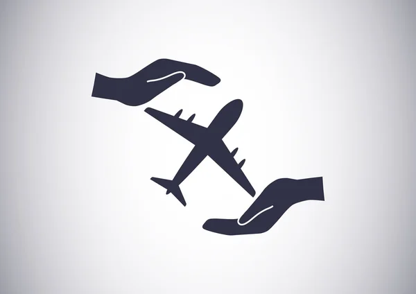 Αεροσκαφών σε χέρια εικονίδιο — Διανυσματικό Αρχείο