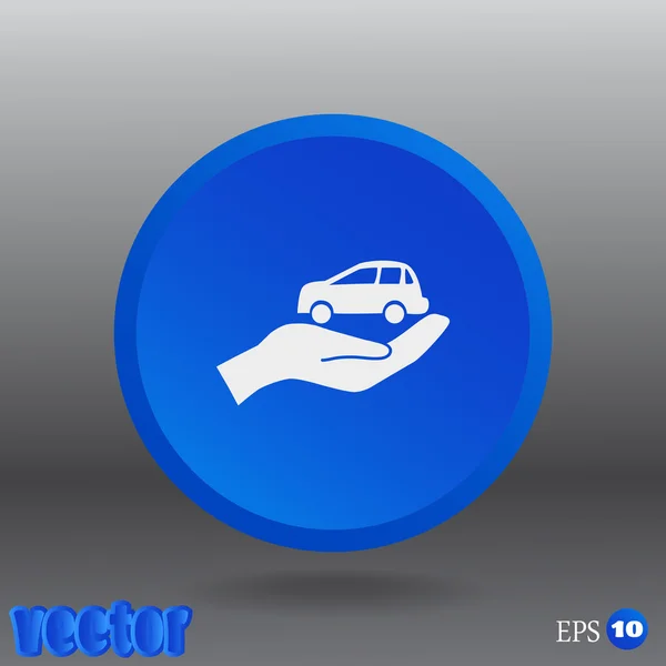 Coche en la mano icono — Vector de stock