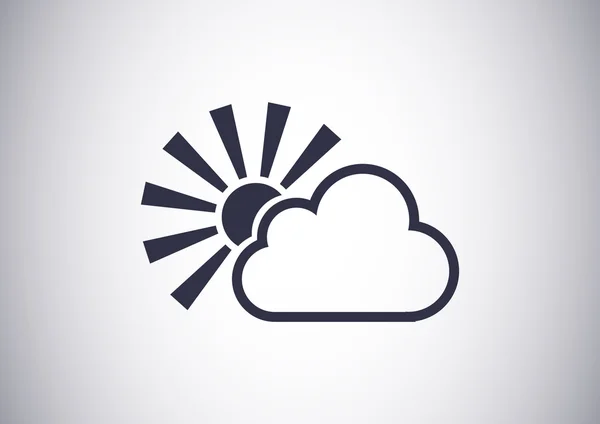 Soleil derrière l'icône web du nuage — Image vectorielle