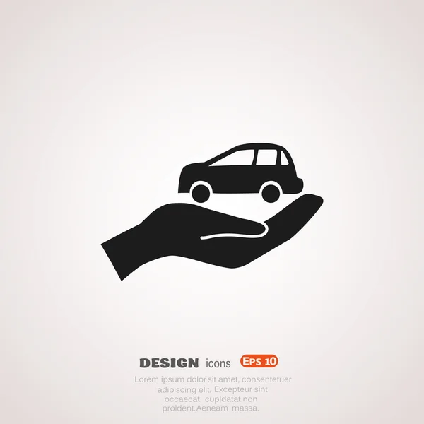 Coche en la mano icono — Vector de stock