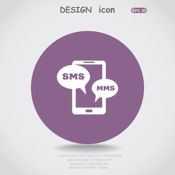 Sms en el icono web del teléfono móvil — Archivo Imágenes Vectoriales