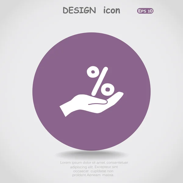 Pourcentage sur l'icône web main — Image vectorielle