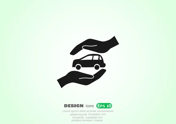 Car in hands icon — Stock Vector