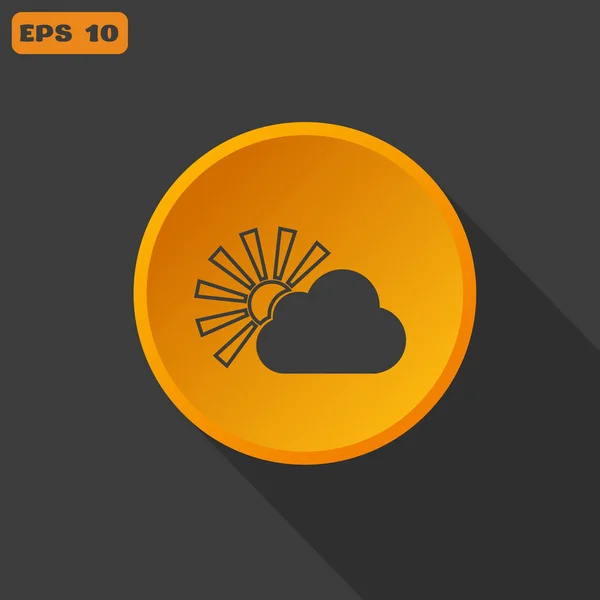 Sun behind the cloud web icon — Stock Vector