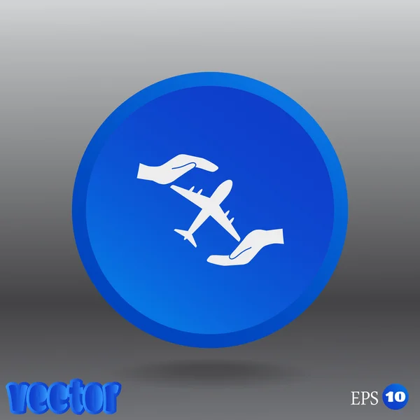 Aviones en las manos icono — Vector de stock