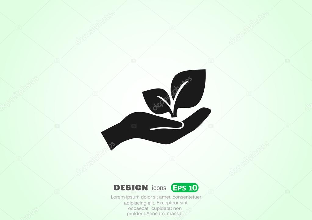 Sprout in a hand web icon