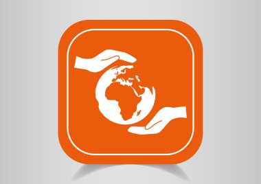 Portakal düğme üzerinde simge dünya