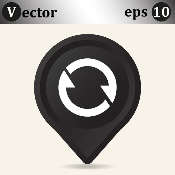 Icono repetir en el puntero negro — Vector de stock