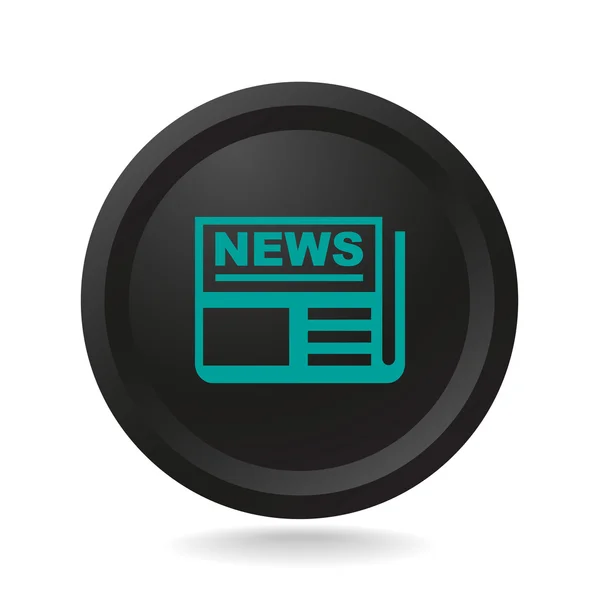 Symbolnews auf schwarzem Knopf — Stockvektor