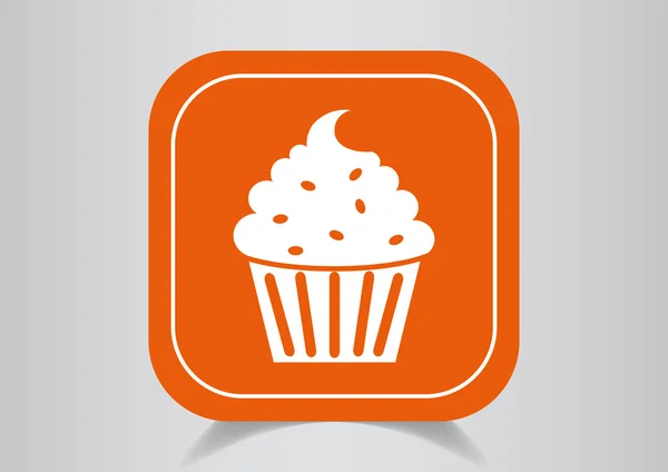 Pastel icono en el botón naranja — Vector de stock