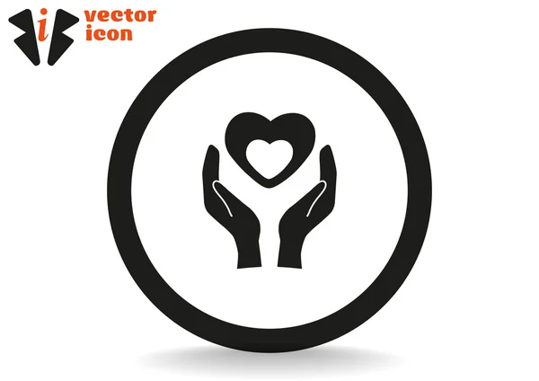 Heart in hands icon in circle — Stock Vector