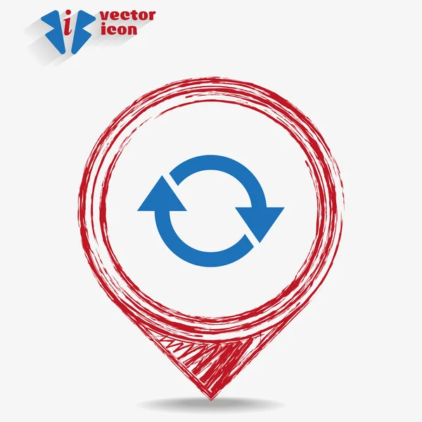 Săgețile de rotație într-o pictogramă web cerc — Vector de stoc