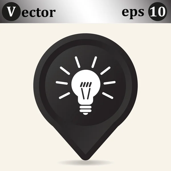 Ikona žárovky na černý ukazatel — Stockový vektor