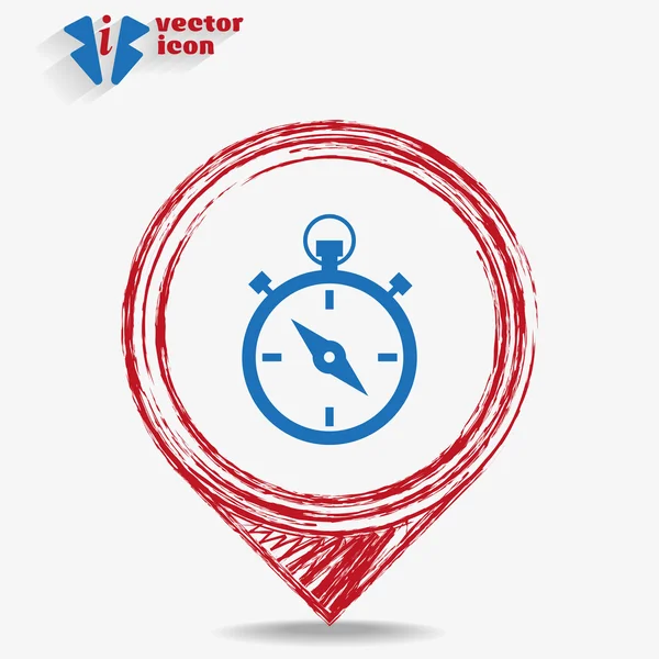 Icon stopwatch on a red pointer — Stock Vector