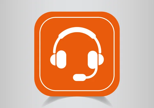 Icon earphones on orange button — Stock Vector