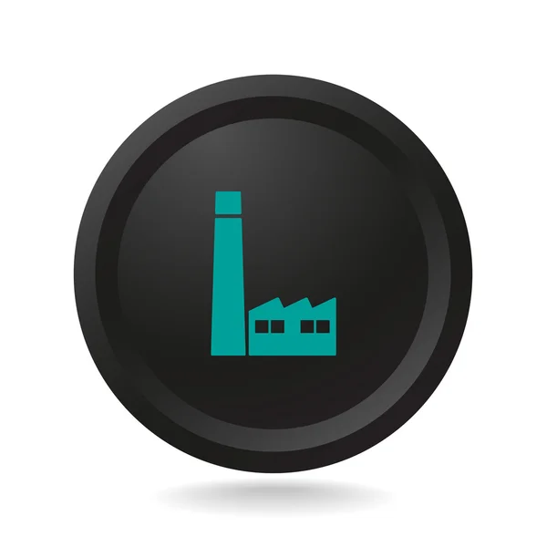 Icon industrial on black button — Stock Vector
