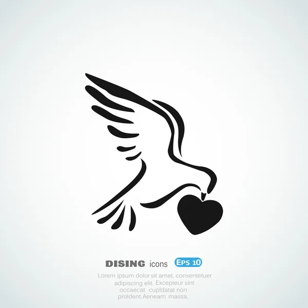 Dove icon on white background — Stock Vector