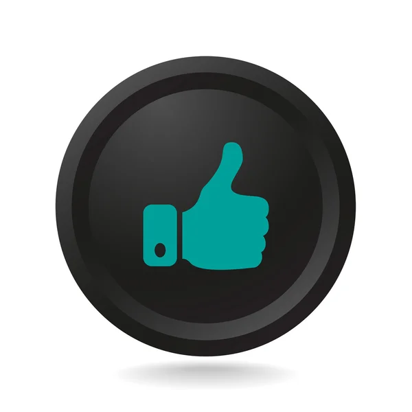 Ícone polegar para cima no botão preto —  Vetores de Stock