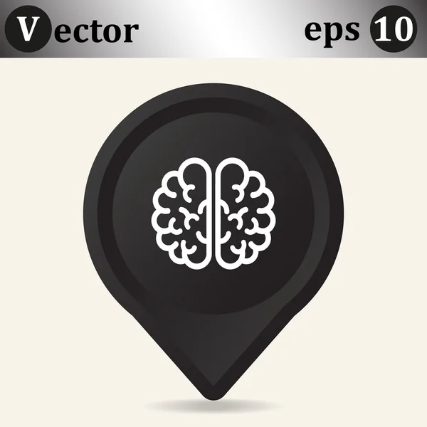 Icon brain on  black pointer — Stock Vector