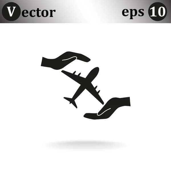 Aviones en las manos icono — Vector de stock