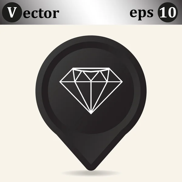 Icon gem  on  black pointer — Stock Vector