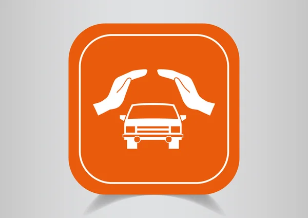 Pictogram auto op oranje knop — Stockvector