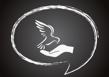 Bir tahtaya çizilen taraftan güvercin