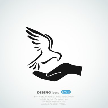 Beyaz arka plan üzerinde güvercin simgesi