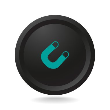 Üstünde siyah düğme simgesi mıknatıs