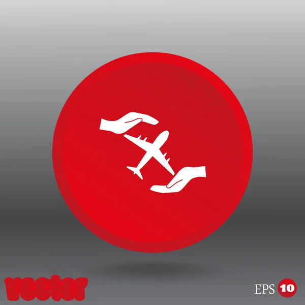 Aviones en las manos icono — Vector de stock