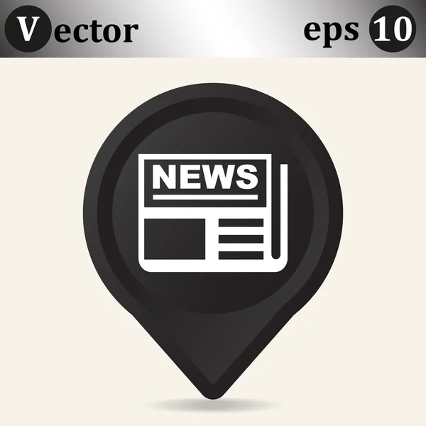 Icon news on black pointer — Stock Vector