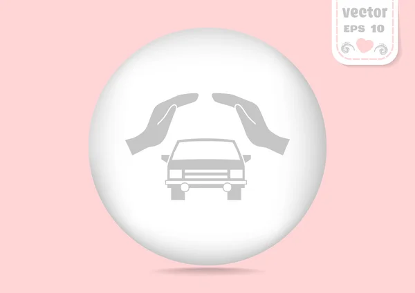 Coche en las manos icono — Vector de stock