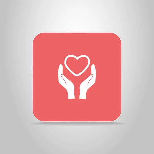 Corazón en las manos icono — Vector de stock