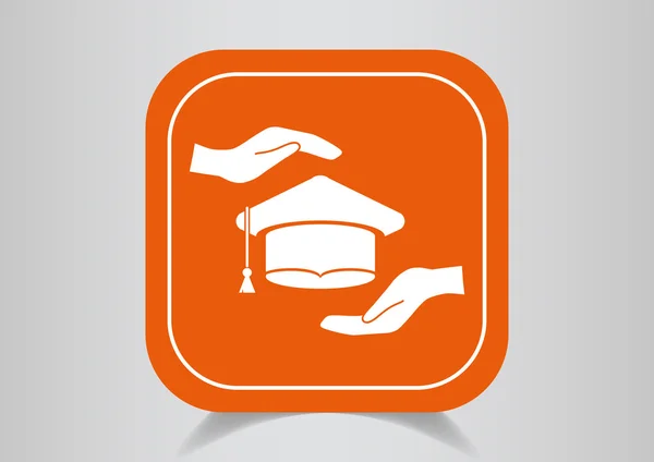 Icono de educación en el botón naranja — Vector de stock